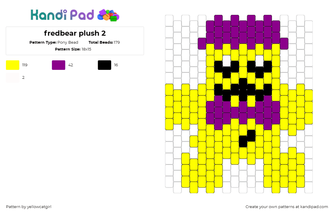 fredbear plush 2 - Pony Bead Pattern by yellowcatgirl on Kandi Pad - fredbear,fnaf,five nights at freddys,vibrant,game,plush,character,animated,yello