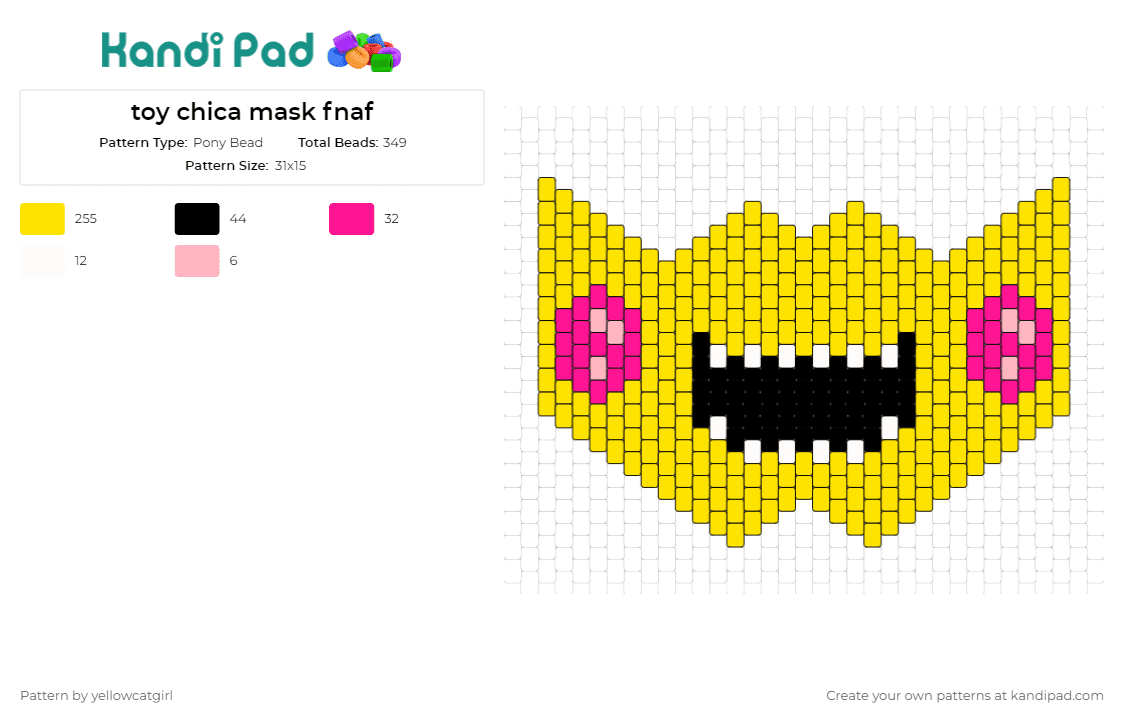 Fredbear plush 2 Pony Bead Pattern - Kandi Pad  Kandi Patterns, Fuse Bead  Patterns, Pony Bead Patterns, AI-Driven Designs