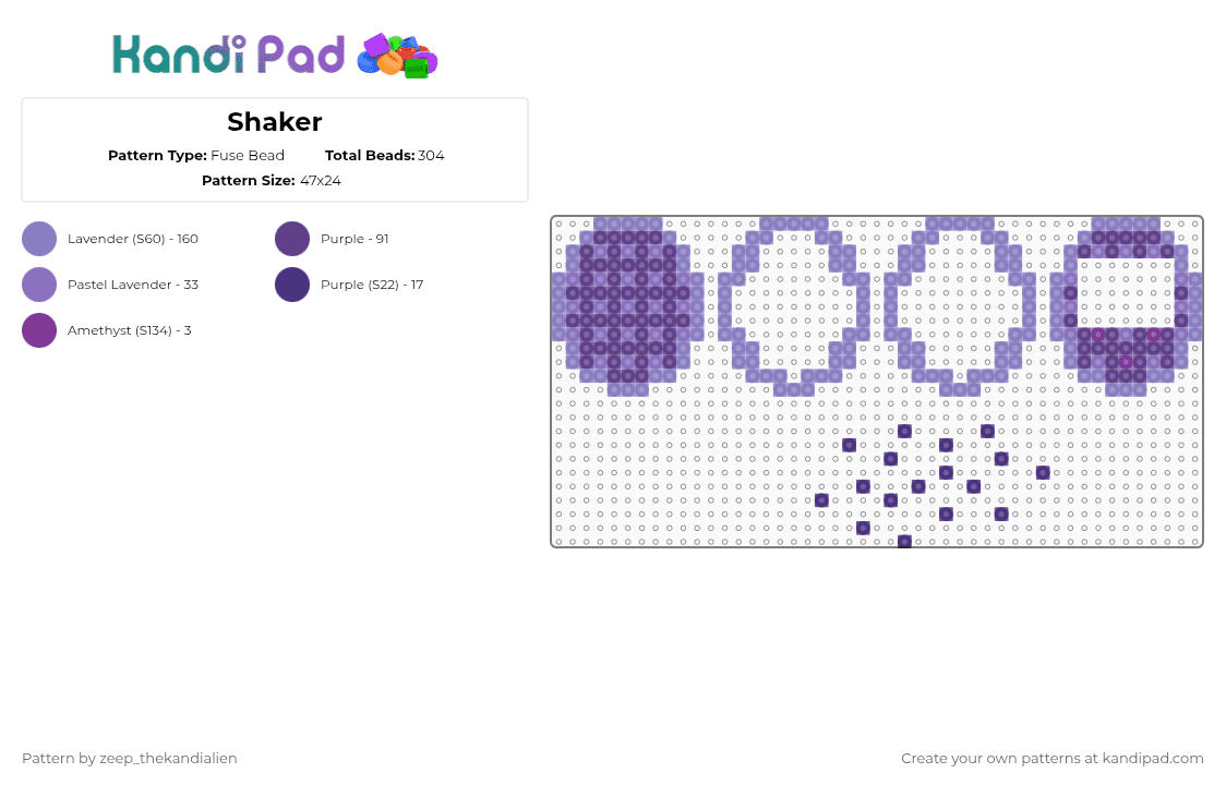 Shaker - Fuse Bead Pattern by zeep_thekandialien on Kandi Pad - pink,purple,shaker,complex pearler