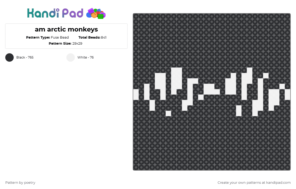 Am arctic monkeys Fuse Bead Pattern - Kandi Pad | Kandi Patterns, Fuse ...