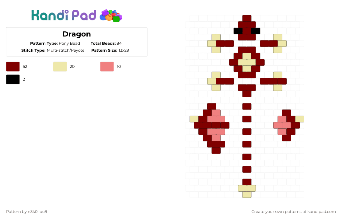 Dragon - Pony Bead Pattern by n3k0_bu9 on Kandi Pad - brown