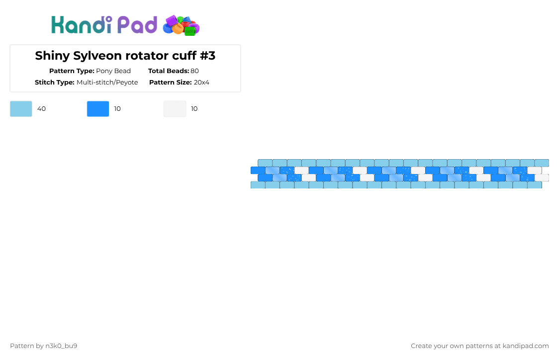 Shiny Sylveon rotator cuff #3 - Pony Bead Pattern by n3k0_bu9 on Kandi Pad - light blue,sylveon,rotator cuff,eevee