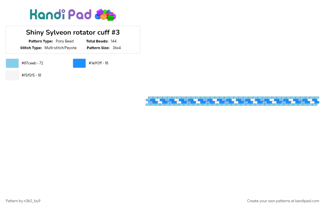 Shiny Sylveon rotator cuff #3 - Pony Bead Pattern by n3k0_bu9 on Kandi Pad - eevee, light blue, rotator cuff, sylveon