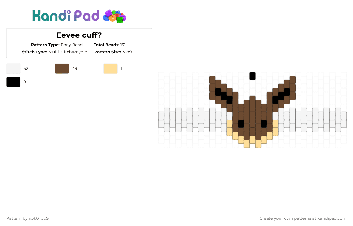 Eevee cuff? - Pony Bead Pattern by n3k0_bu9 on Kandi Pad - brown