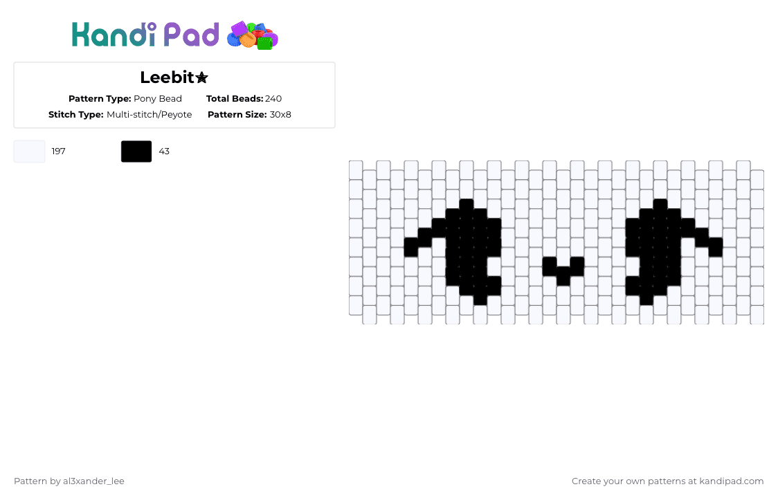 Leebit✮ - Pony Bead Pattern by al3xander_lee on Kandi Pad - white,skz