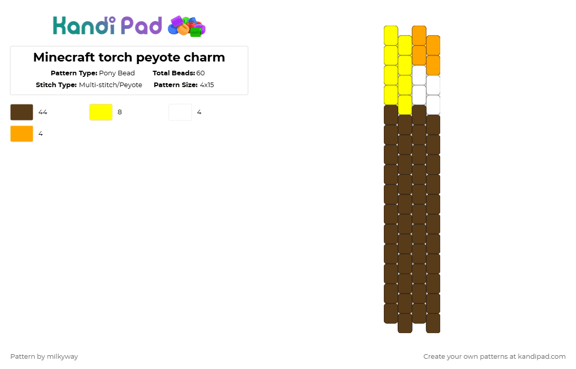 Minecraft torch peyote charm - Pony Bead Pattern by milkyway on Kandi Pad - brown,cotdlight,minecraft,games