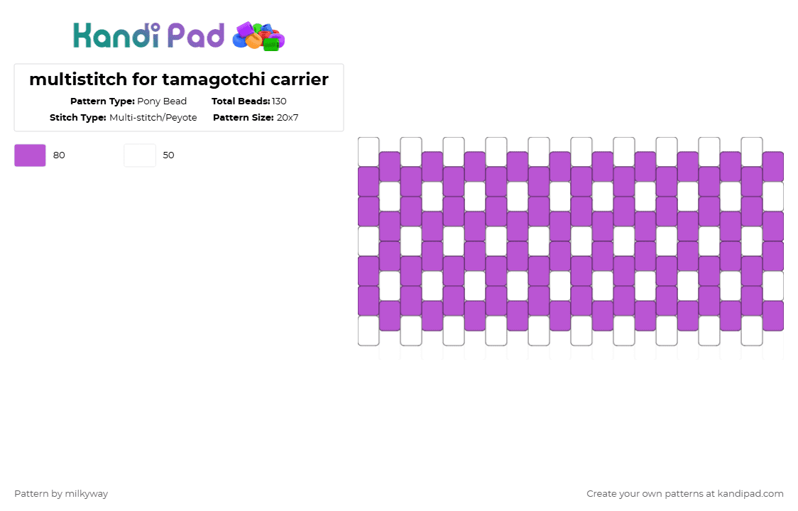 multistitch for tamagotchi carrier - Pony Bead Pattern by milkyway on Kandi Pad - pink,white,purple,multistitch,tamagotchi,pouch,bag