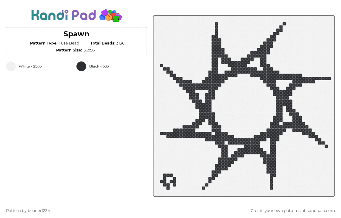 Spawn - Fuse Bead Pattern by beader1234 on Kandi Pad - white,cotdconsciousness