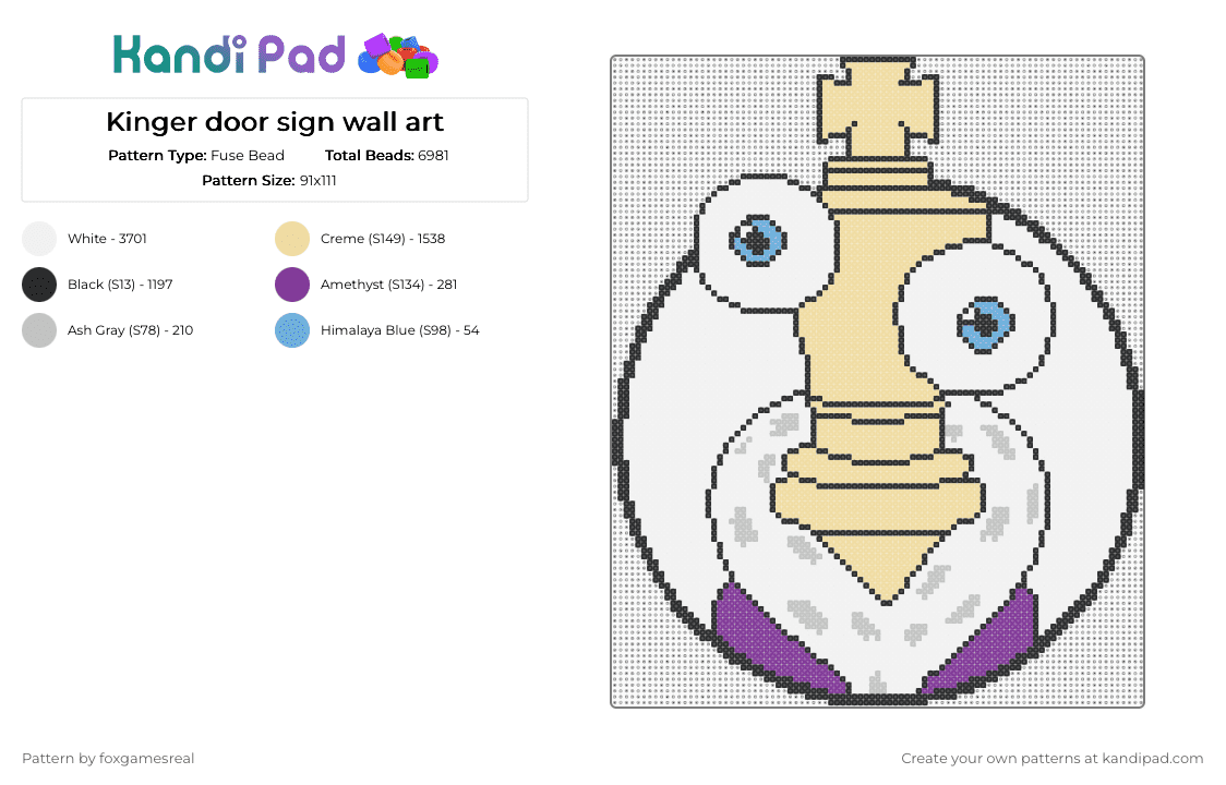 Kinger door sign wall art - Fuse Bead Pattern by foxgamesreal on Kandi Pad - white,beige,kinger,tadc,the amazing digital circus,wall art,door sign,large,fuse beads