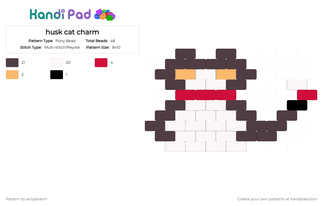 husk cat charm - Pony Bead Pattern by ashybearrrr on Kandi Pad - brown,hazbin hotel,husk