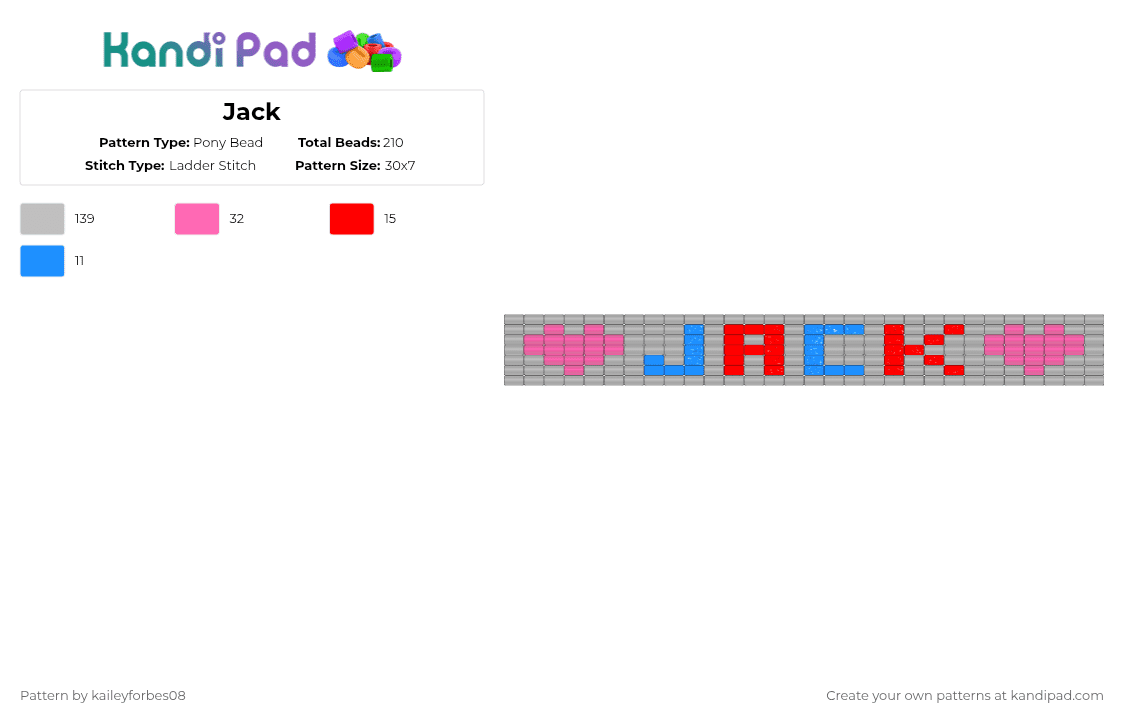Jack - Pony Bead Pattern by kaileyforbes08 on Kandi Pad - beige