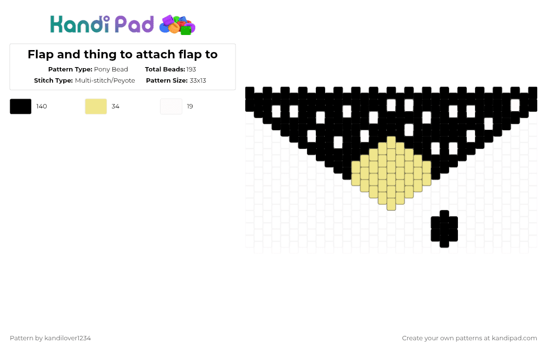 Flap and thing to attach flap to - Pony Bead Pattern by kandilover1234 on Kandi Pad - black,yellow,white
