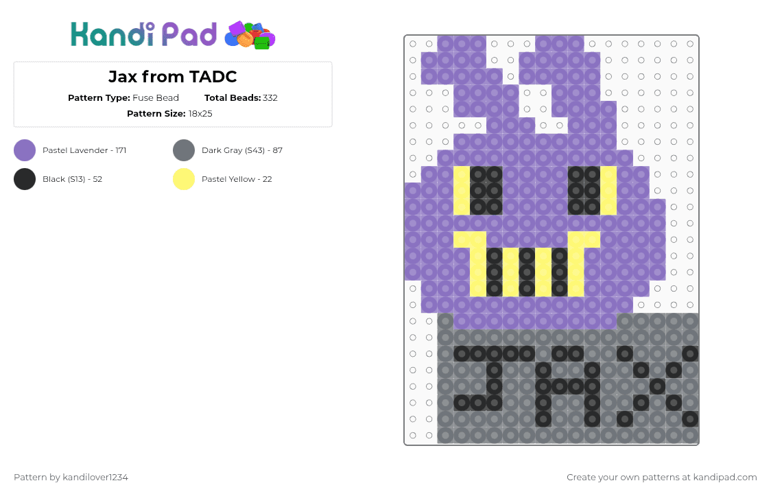 Jax from TADC Fuse Bead Pattern - Kandi Pad | Kandi Patterns, Fuse Bead ...