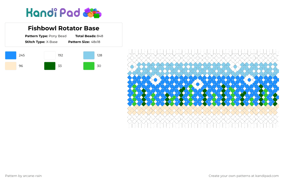 Fishbowl Rotator Base - Pony Bead Pattern by arcane-rain on Kandi Pad - light blue