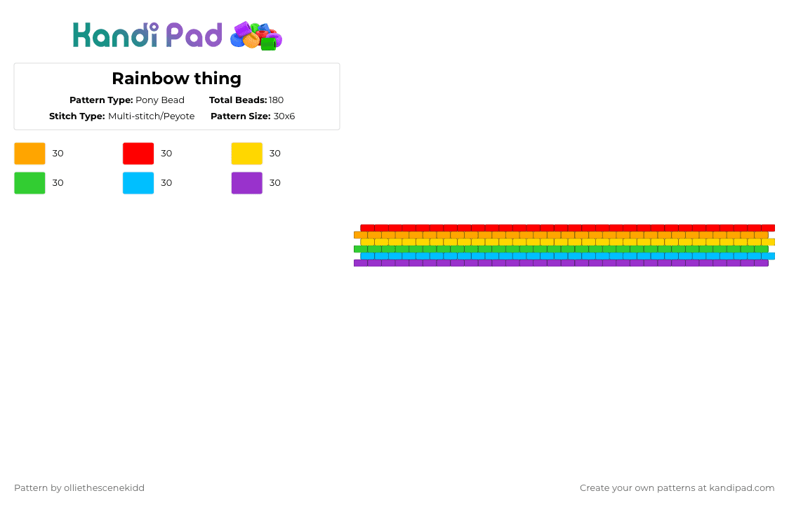 Rainbow thing - Pony Bead Pattern by olliethescenekidd on Kandi Pad - red,green,purple,colorful