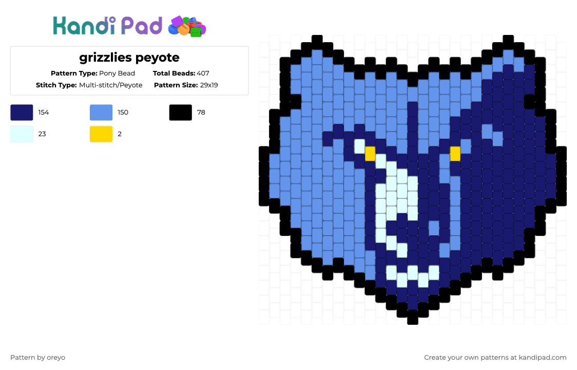 grizzlies peyote - Pony Bead Pattern by oreyo on Kandi Pad - light blue,purple