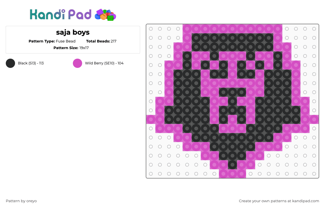 saja boys - Fuse Bead Pattern by oreyo on Kandi Pad - black,pink