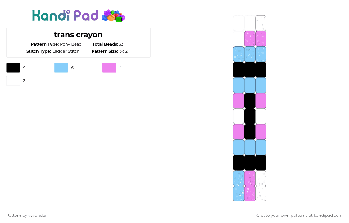 trans crayon - Pony Bead Pattern by vvvonder on Kandi Pad - pink,light blue,crayon,transgender,trans