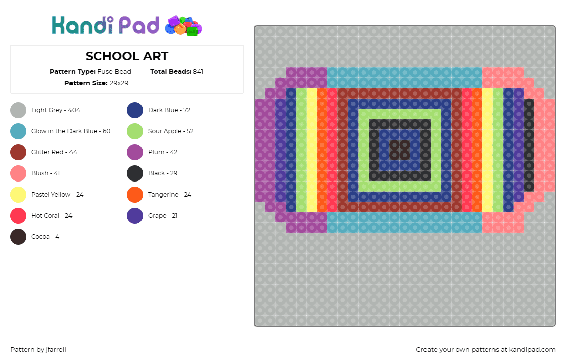 SCHOOL ART - Fuse Bead Pattern by jfarrell on Kandi Pad - frank stella,colorful