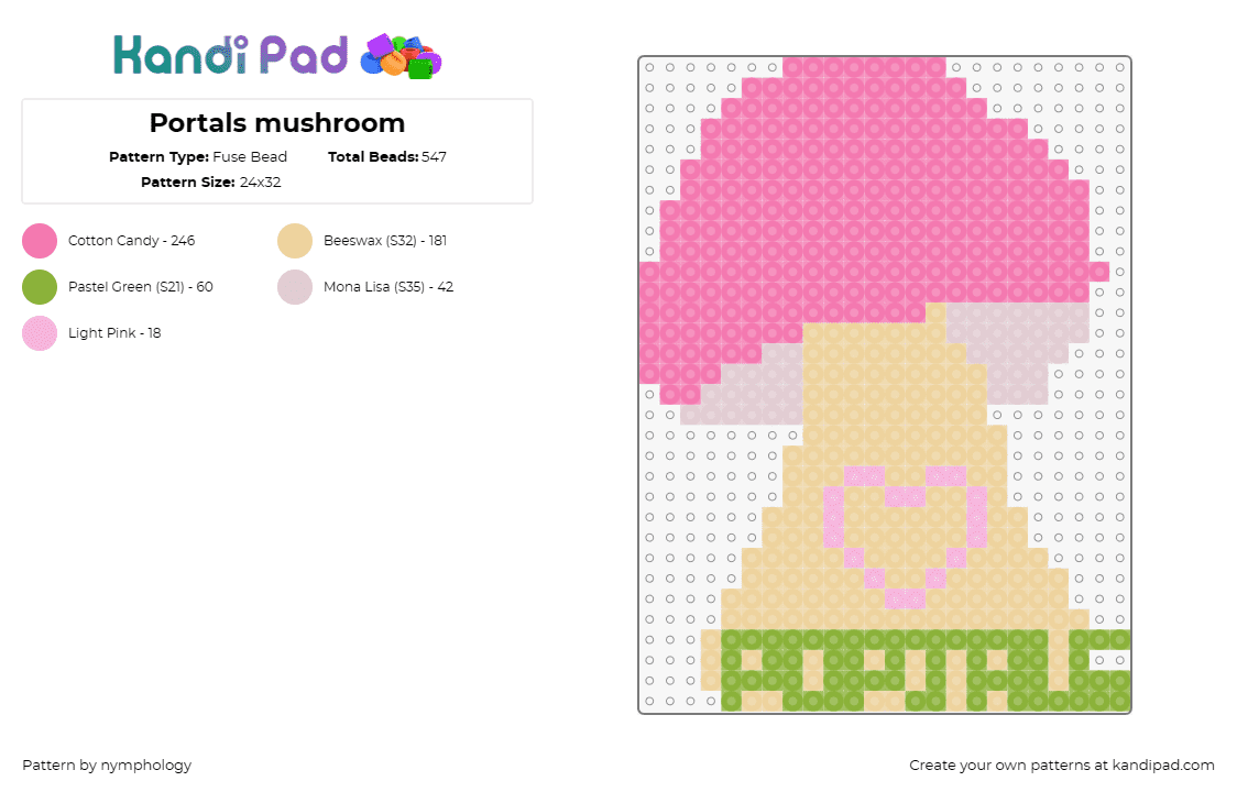 Portals mushroom - Fuse Bead Pattern by nymphology on Kandi Pad - melanie martinez,mushroom,music,whimsical,pastel hues,magic,lyrical