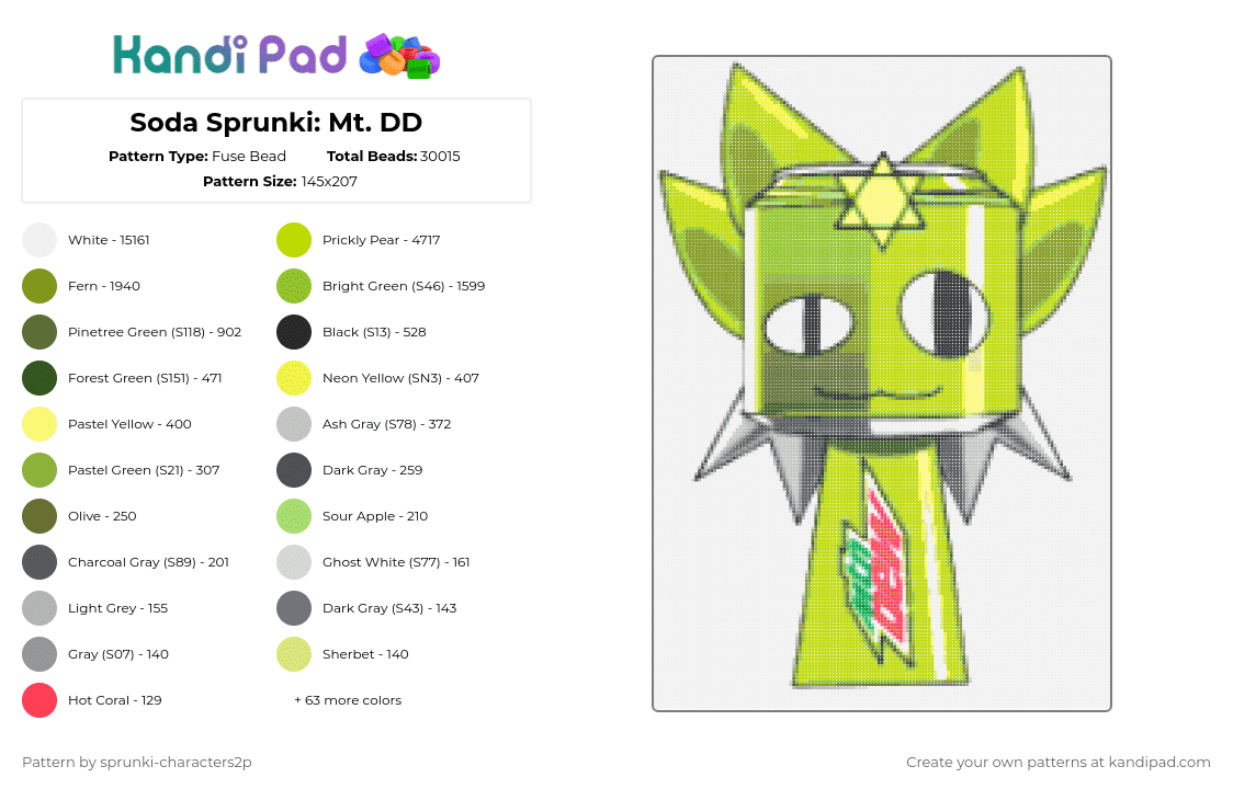 Soda Sprunki: Mt. DD - Fuse Bead Pattern by 2pjevin_sillygurl on Kandi Pad - 