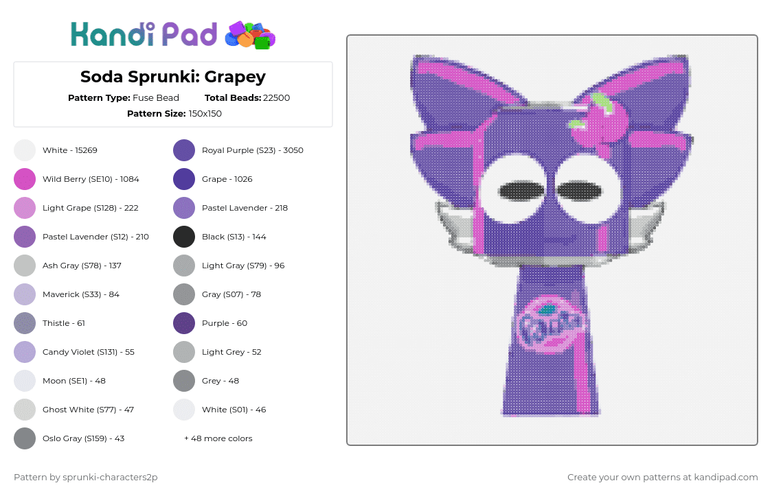 Soda Sprunki: Grapey - Fuse Bead Pattern by 2pjevin_sillygurl on Kandi Pad - 