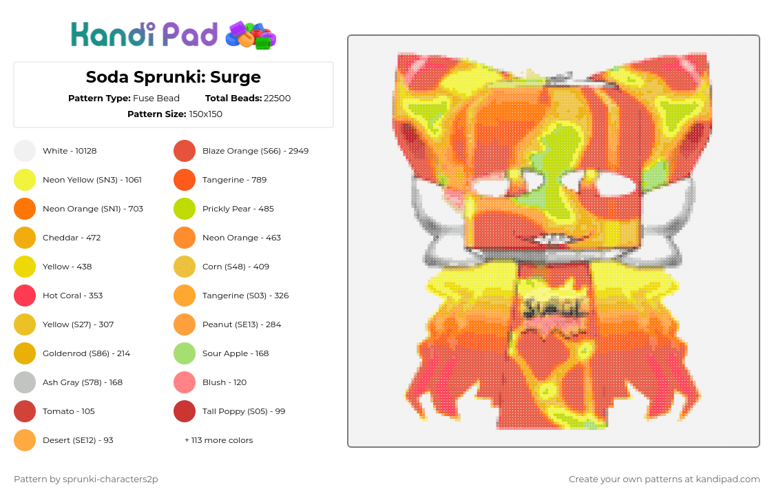 Soda Sprunki: Surge - Fuse Bead Pattern by 2pjevin_sillygurl on Kandi Pad - 