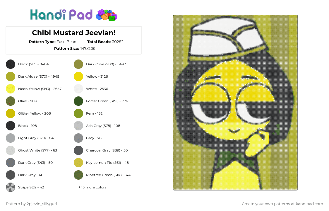 Chibi Mustard Jeevian! - Fuse Bead Pattern by 2pjevin_sillygurl on Kandi Pad - 