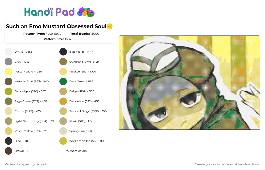 Such an Emo Mustard Obsessed Soul😌 - Fuse Bead Pattern by 2pjevin_sillygurl on Kandi Pad - 