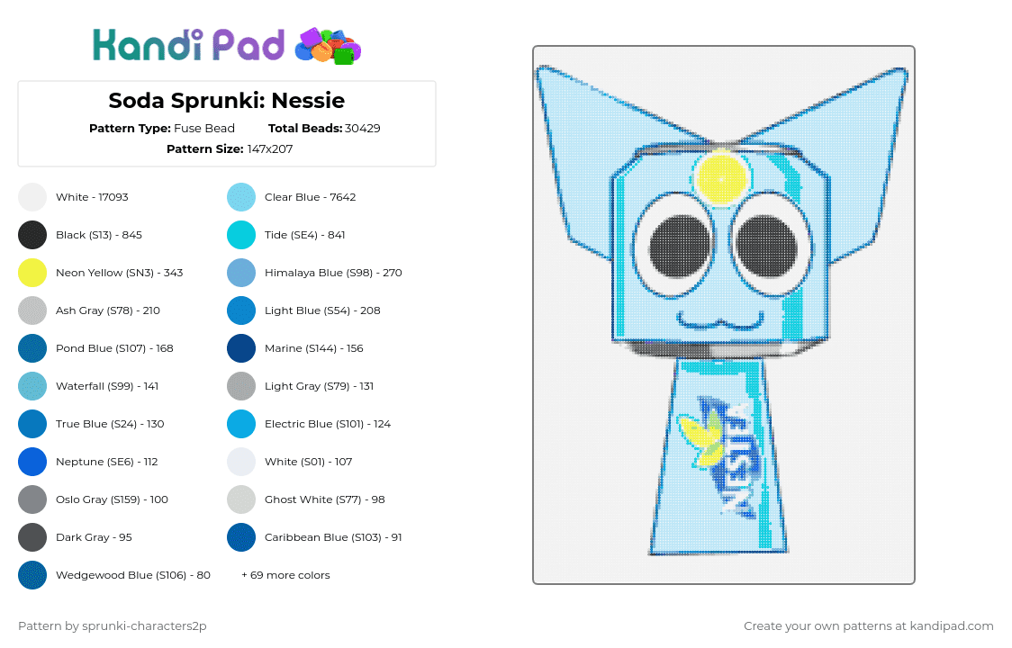Soda Sprunki: Nessie - Fuse Bead Pattern by 2pjevin_sillygurl on Kandi Pad - 