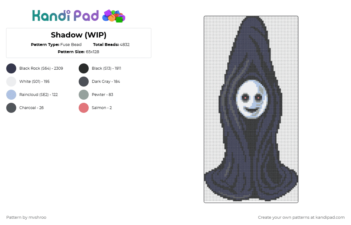 Shadow - Fuse Bead Pattern by mvshroo on Kandi Pad - purple,look outside,shadow