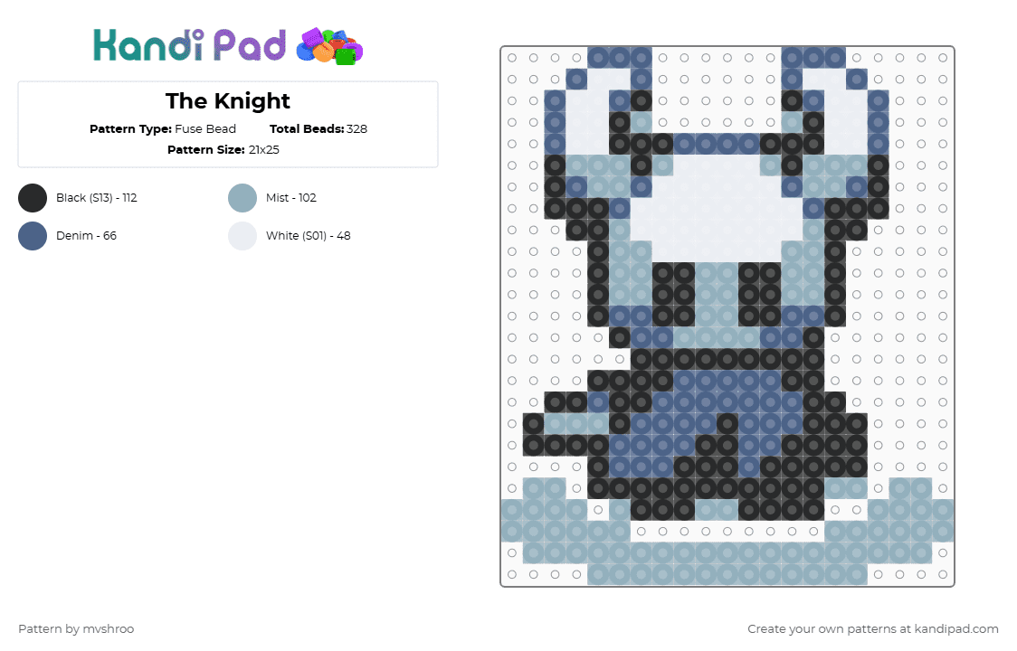 The Knight - Fuse Bead Pattern by mvshroo on Kandi Pad - blue,light blue