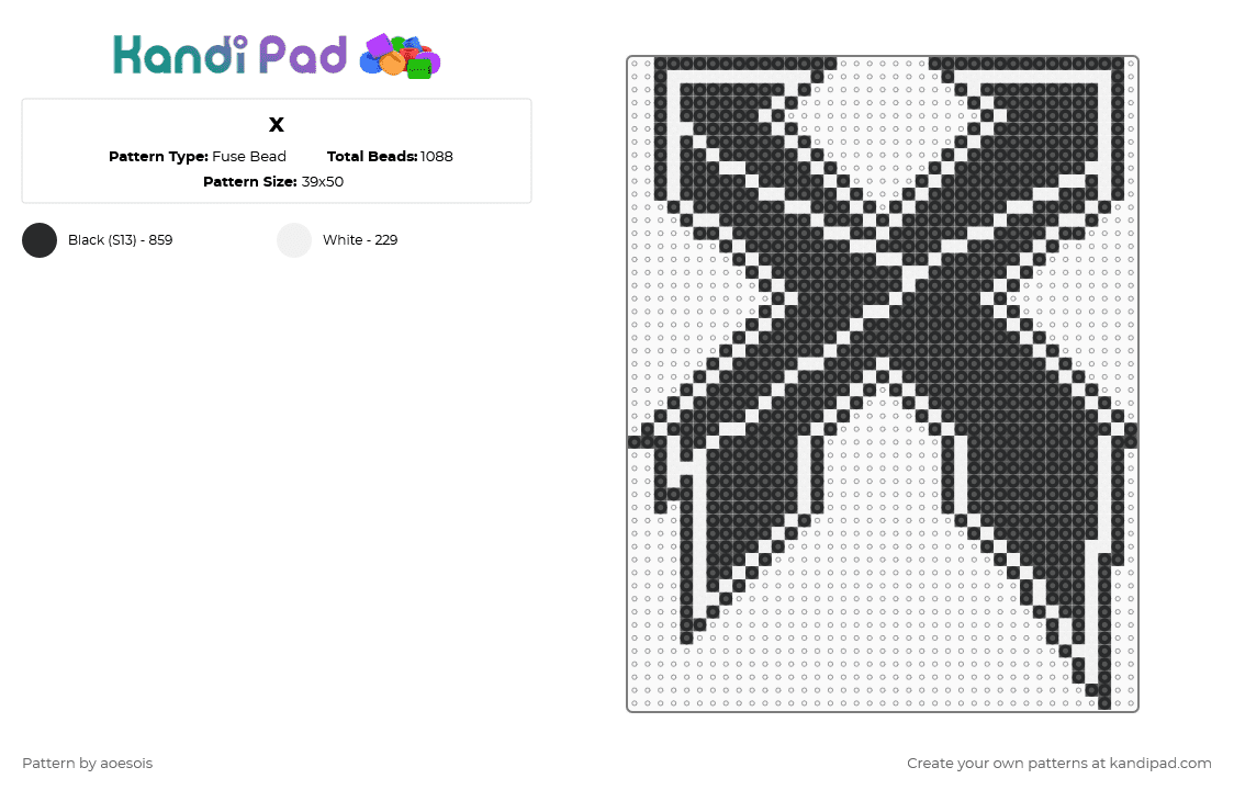 x - Fuse Bead Pattern by aoesois on Kandi Pad - excision,logo,music,black,edm,dj,dubstep,bass music