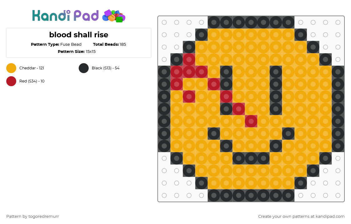 blood shall rise - Fuse Bead Pattern by togoredremurr on Kandi Pad - smiley,face,orange