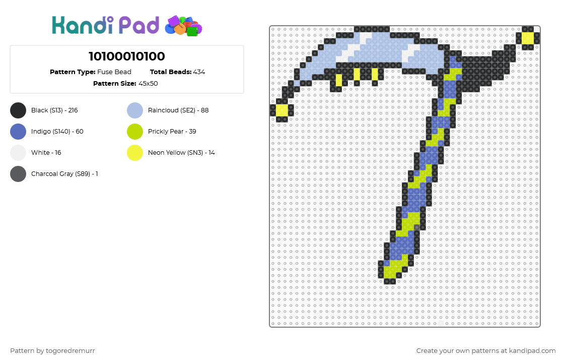 10100010100 - Fuse Bead Pattern by togoredremurr on Kandi Pad - black,light blue,blue,green
