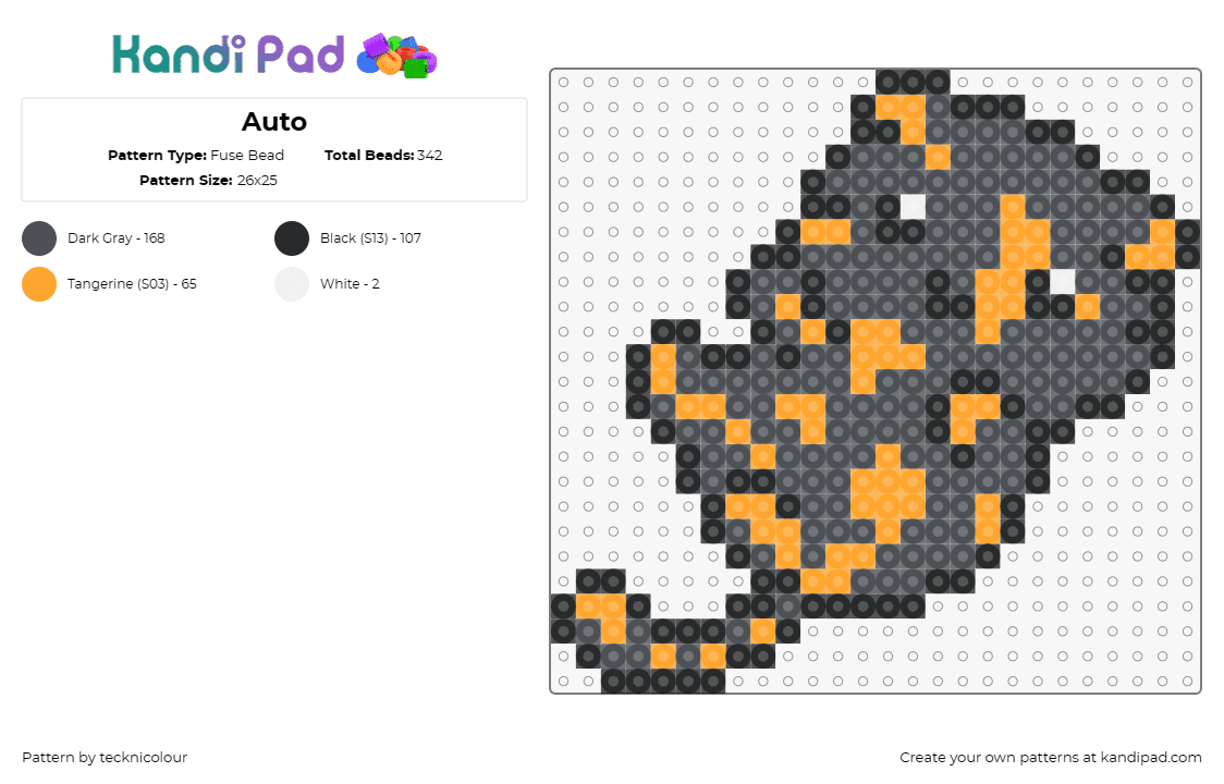 Auto - Fuse Bead Pattern by tecknicolour on Kandi Pad - cat,kitten,cute,pet,animal,playful,feline,gray,orange