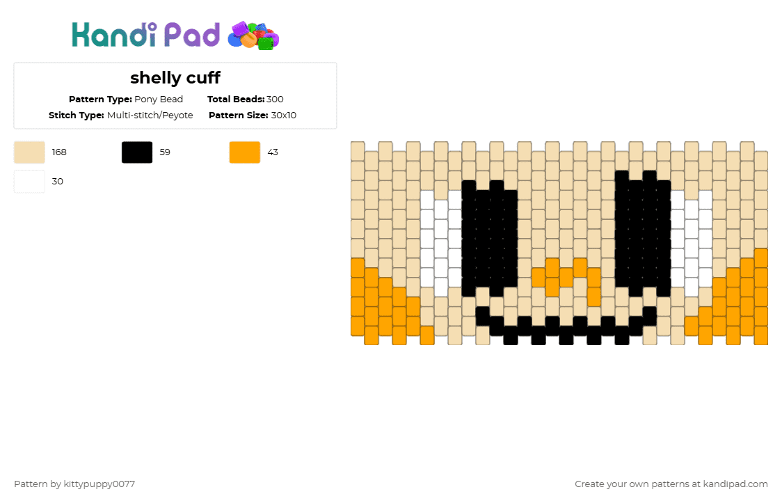 shelly cuff - Pony Bead Pattern by kittypuppy0077 on Kandi Pad - beige