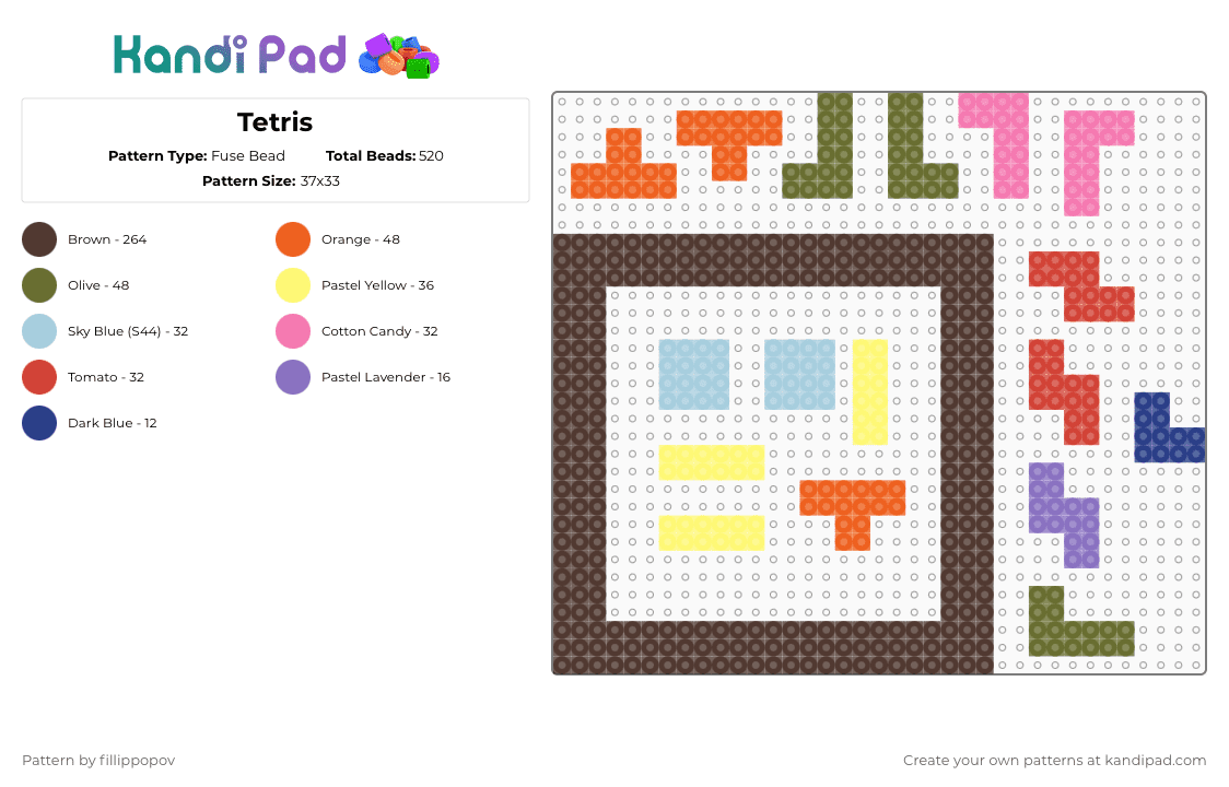 Tetris - Fuse Bead Pattern by fillippopov on Kandi Pad - brown