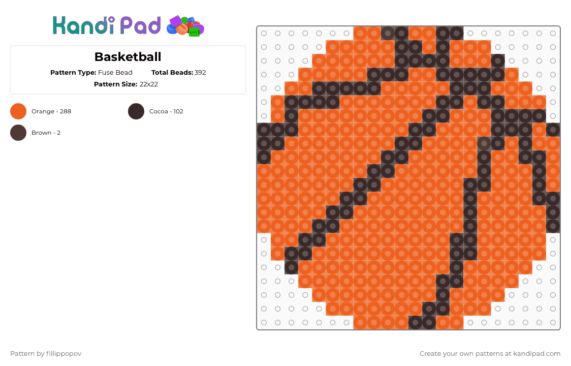Basketball - Fuse Bead Pattern by fillippopov on Kandi Pad - orange,brown