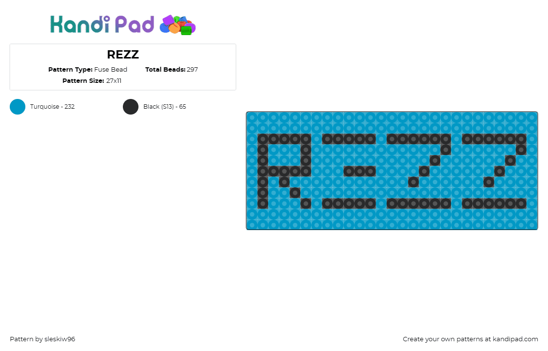 REZZ - Fuse Bead Pattern by sleskiw96 on Kandi Pad - rezz,dj,edm,music,bold,electrifying,scene,blue