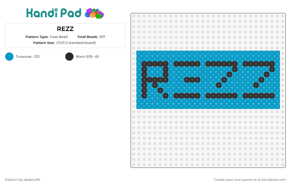 REZZ - Fuse Bead Pattern by sleskiw96 on Kandi Pad - rezz,dj,edm,music,bold,tribute,electrifying,scene,blue