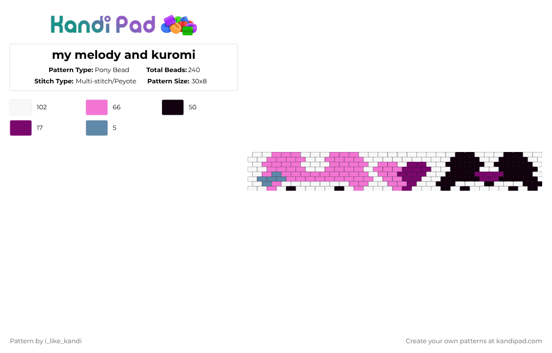 my melody and kuromi - Pony Bead Pattern by i_like_kandi on Kandi Pad - pink