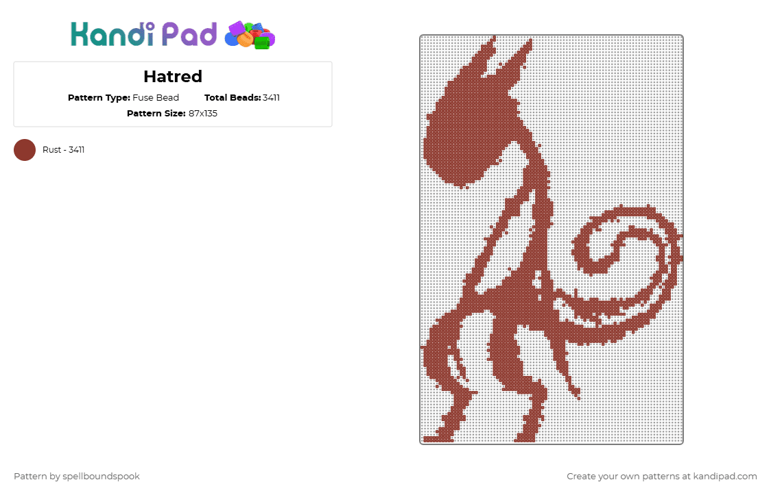 Hatred - Fuse Bead Pattern by spellboundspook on Kandi Pad - red