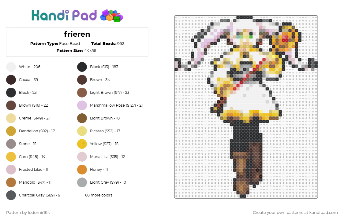 frieren - Fuse Bead Pattern by lodomir164 on Kandi Pad - beige,orange,brown,colorful