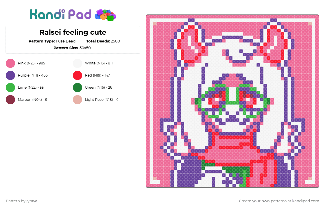 Ralsei feeling cute - Fuse Bead Pattern by jyraya on Kandi Pad - pink,purple,deltarune,undertale,ralsei,cute,gaming,art,asriel