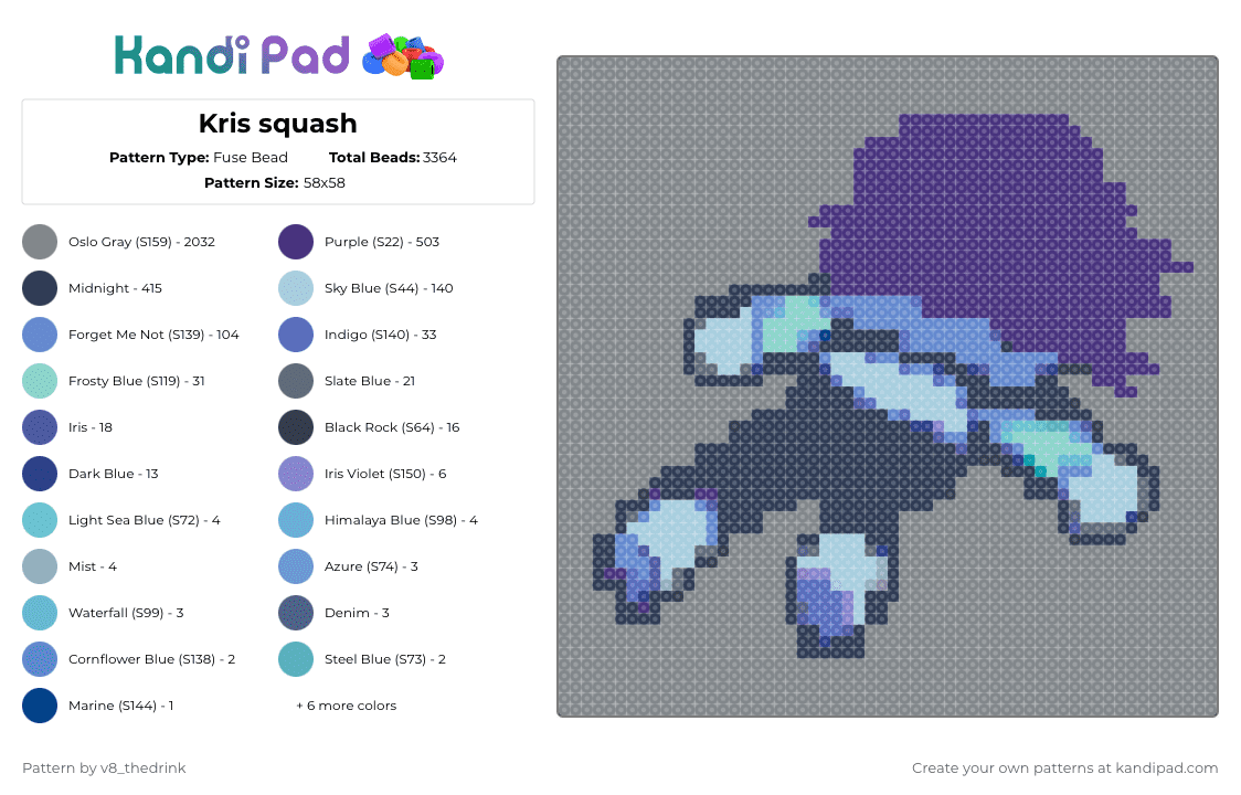 Kris squash - Fuse Bead Pattern by v8_thedrink on Kandi Pad - gray,purple,video game,deltarune