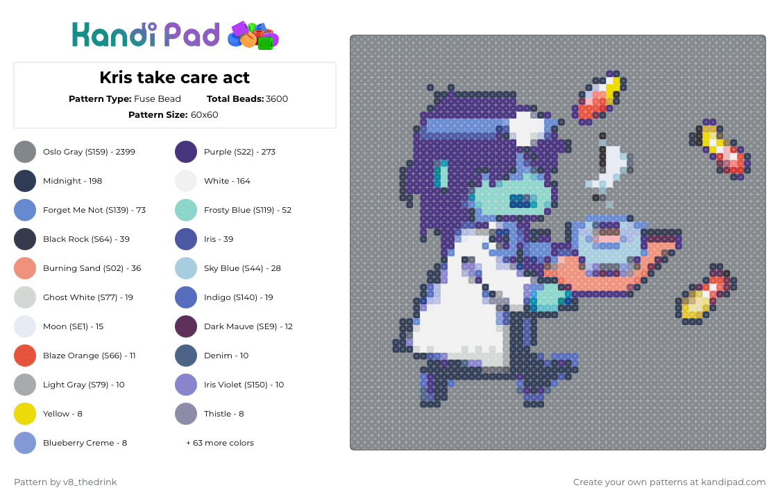 Kris take care act - Fuse Bead Pattern by v8_thedrink on Kandi Pad - gray,purple