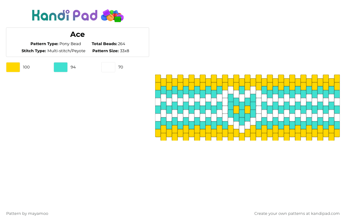 Ace Pony Bead Pattern - Kandi Pad | Kandi Patterns, Fuse Bead Patterns ...