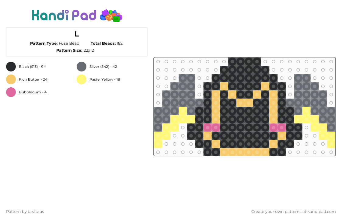 Taph - Fuse Bead Pattern by tarataus on Kandi Pad - gray, yellow