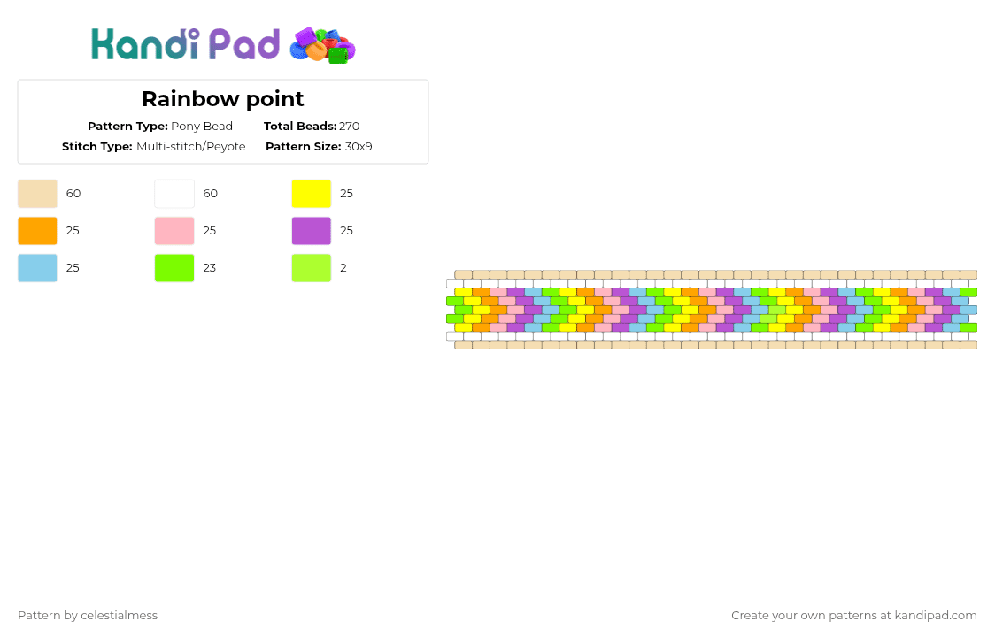 Rainbow point - Pony Bead Pattern by celestialmess on Kandi Pad - beige,pink